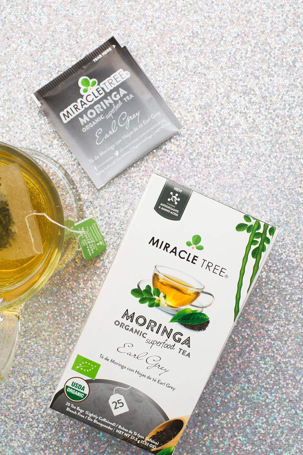 Miracle Tree - Organic Moringa Superfood Tea, 25 Individually Sealed Tea Bags, Earl Grey (Keto, Detox, Energy & Immunity Booster, Vegan, Gluten-Free, Organic, Non-GMO, Caffeine-Free)