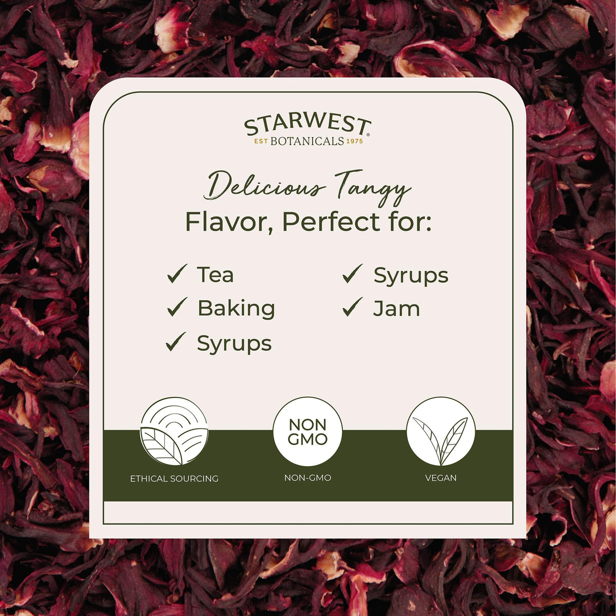 Starwest Botanicals Organic Hibiscus Flowers - Bulk 1 lb Bag (Pack of 2)