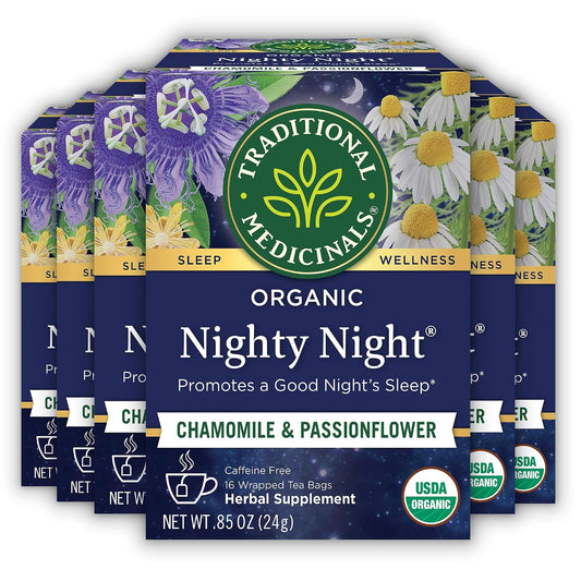 Traditional Medicinals Organic Nighty Night Herbal Tea with Spearmint, 96 Tea Bags (6 Pack)