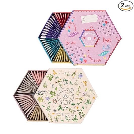 ACORUS Wellness & Loveland Tea Sets, Natural Assorted Herbal Tea Hamper Box Gift Sets, Large Variety of 120 Tea Bags, 12 Flavours