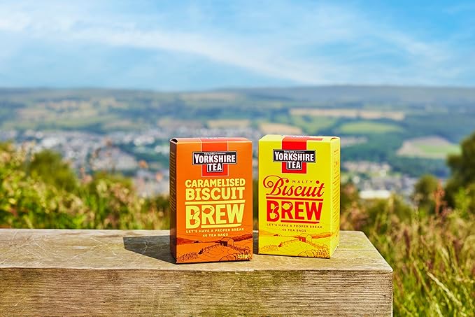 Yorkshire Tea Caramelised Biscuit Brew, Pillow Tea Bags, 40 Count (Pack of 4), Caffeinated, Enjoy Hot or Iced, 40 Teabags