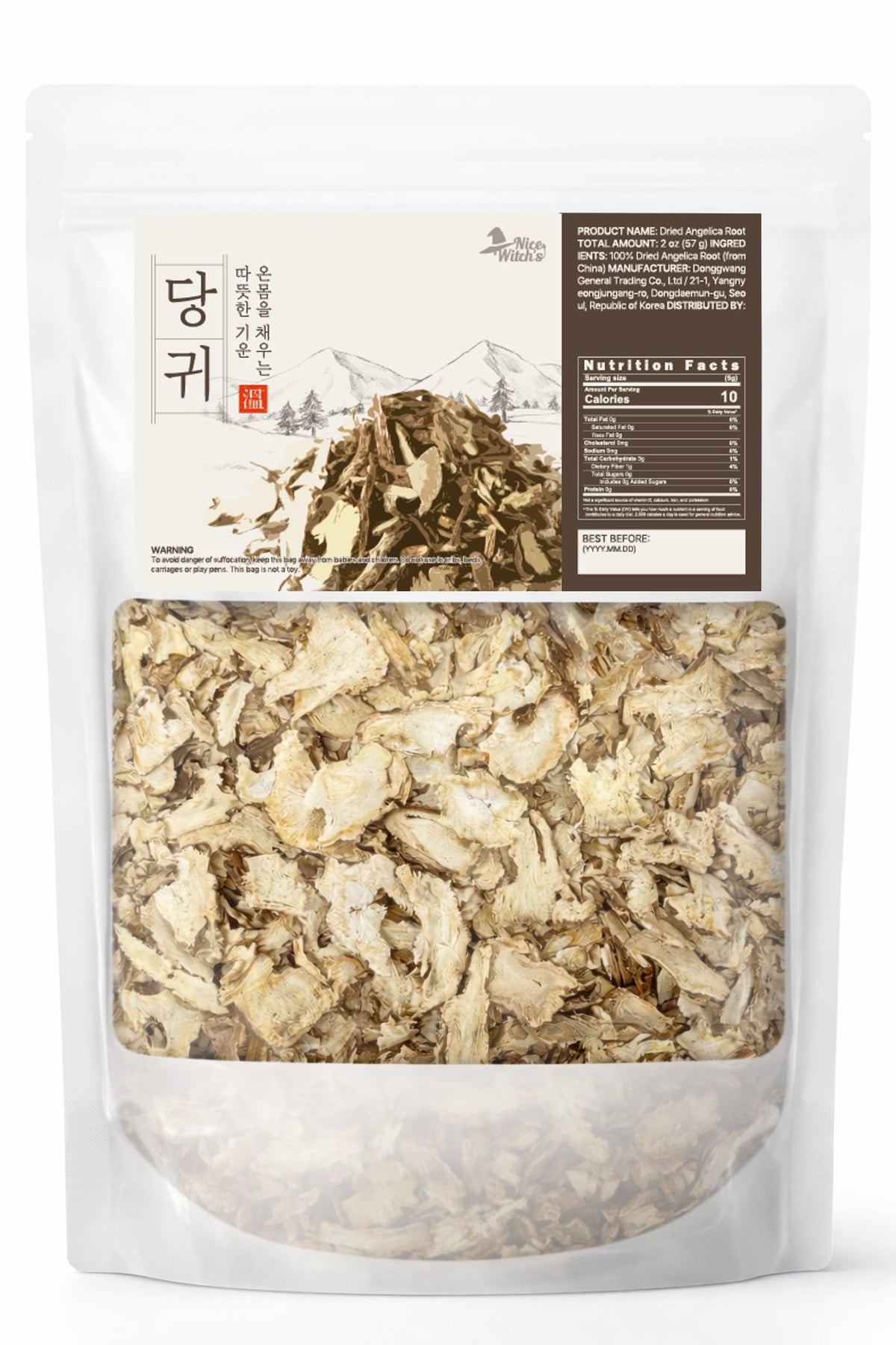 NICE WITCH'S Dang Gui Angelica Root 2 oz – Angelica gigas Sliced Root, Dried Herbal Tea Ingredient 當歸 당귀 (2oz/57g)