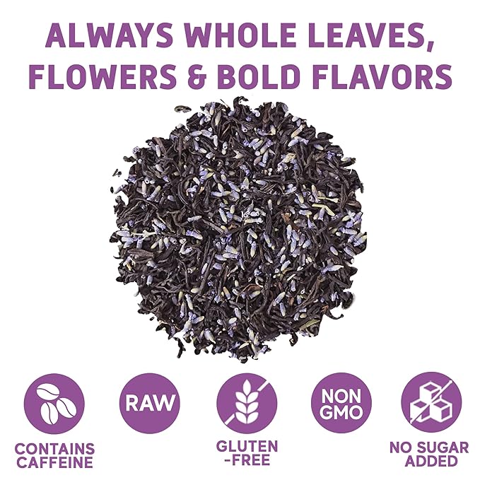 Sou Zen Earl Grey Lavender Loose Leaf Tea Blend 4oz (113g) | Ceylon Black Tea, Bergamot Oil, Lavender Flowers | Raw and Naturally Organic Ingredients | Energizing and Refreshing With No Additives