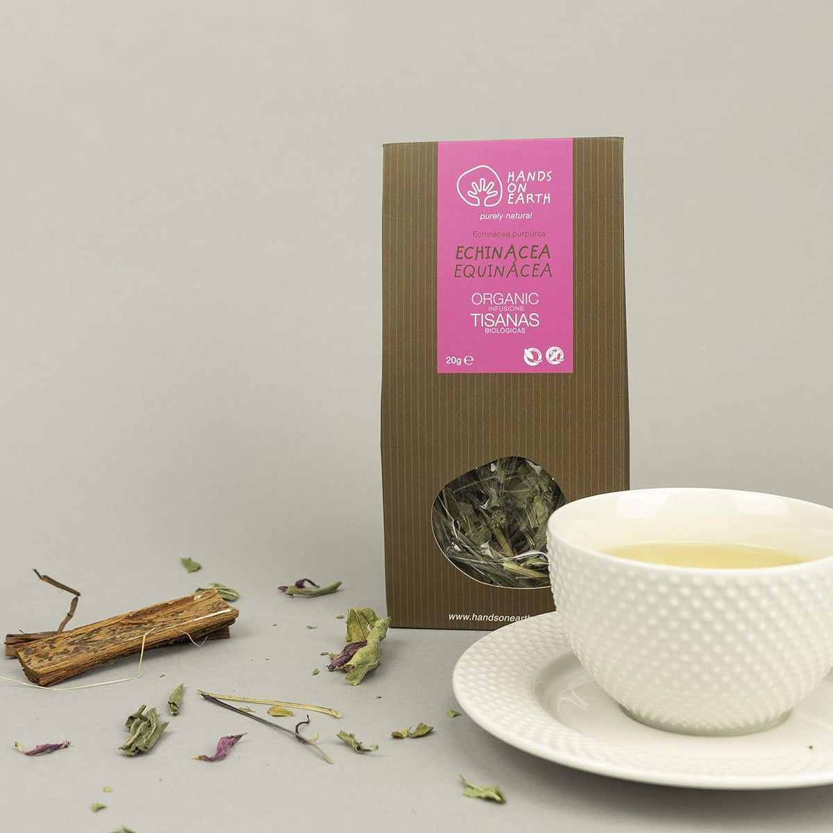 Hands on Earth Organic Echinacea Tea 2x25g (0.88oz) / Loose Leaves/Serves 48 Cups (Pack of 2)