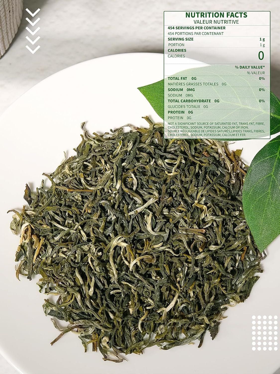 HYNTMYT Organic Green Tea Loose Leaf, USDA Organic Green Tea, Smooth & Crisp Taste, Lower Caffeine, 16oz