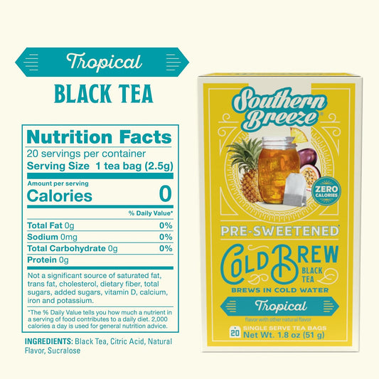 Southern Breeze Cold Brew Sweet Tea Tropical Iced Tea 20 Tea Bags