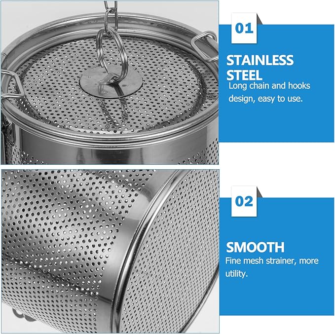 Large Tea Infuser, 5 Inch Tea Strainers for Loose Tea, 304 Stainless Steel Soup Seasoning Filter with Buckled Lid & Chain Hook, Fine Mesh Hole Cooking Filters for Tea, Spice, Soup, Seasoning