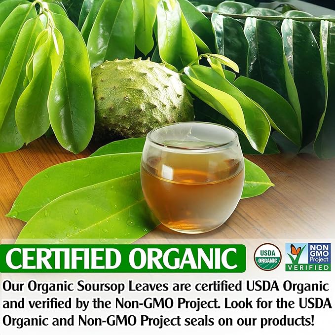 Keyxe - USDA Organic Soursop Graviola Leaves Tea 110 Bags. Non-GMO Verified, 100% Organic Soursop Leaves for Gluten Free, Caffein Free