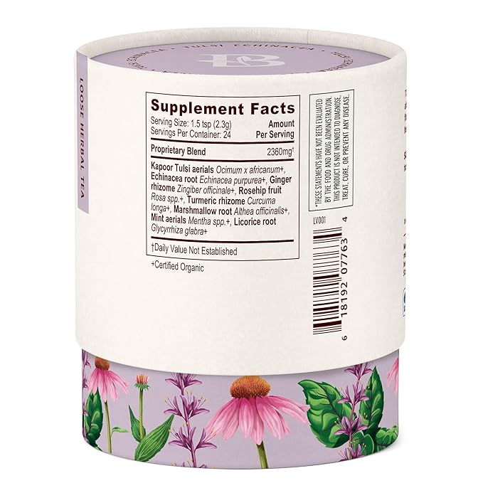 Banyan Botanicals Tulsi Echinacea Tea – Organic Immune Support with Turmeric & Rosehip – Caffeine Free Tea for Healthy Immune Function* – 2 oz