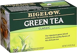 Bigelow Tea Classic Green Tea, Caffeinated Tea, 20 Count Box (Pack of 6), 120 Total Tea Bags