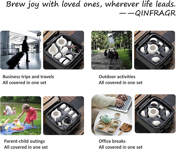 Portable Chinese Gongfu Tea Set - Handcrafted Ceramic Tea Set for Chinese/Japanese Tea Ceremony, Complete with Teapot & 4 Cups