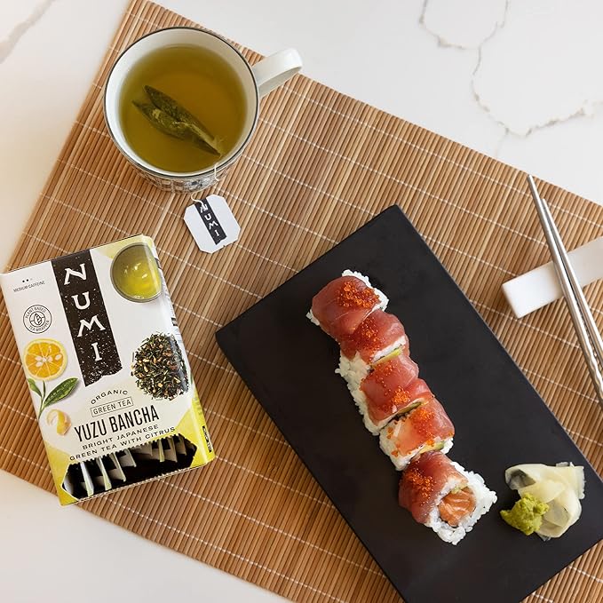 Numi Organic Yuzu Bancha Japanese Green Tea, 48 Green Tea Bags, Micro-Plastic Free