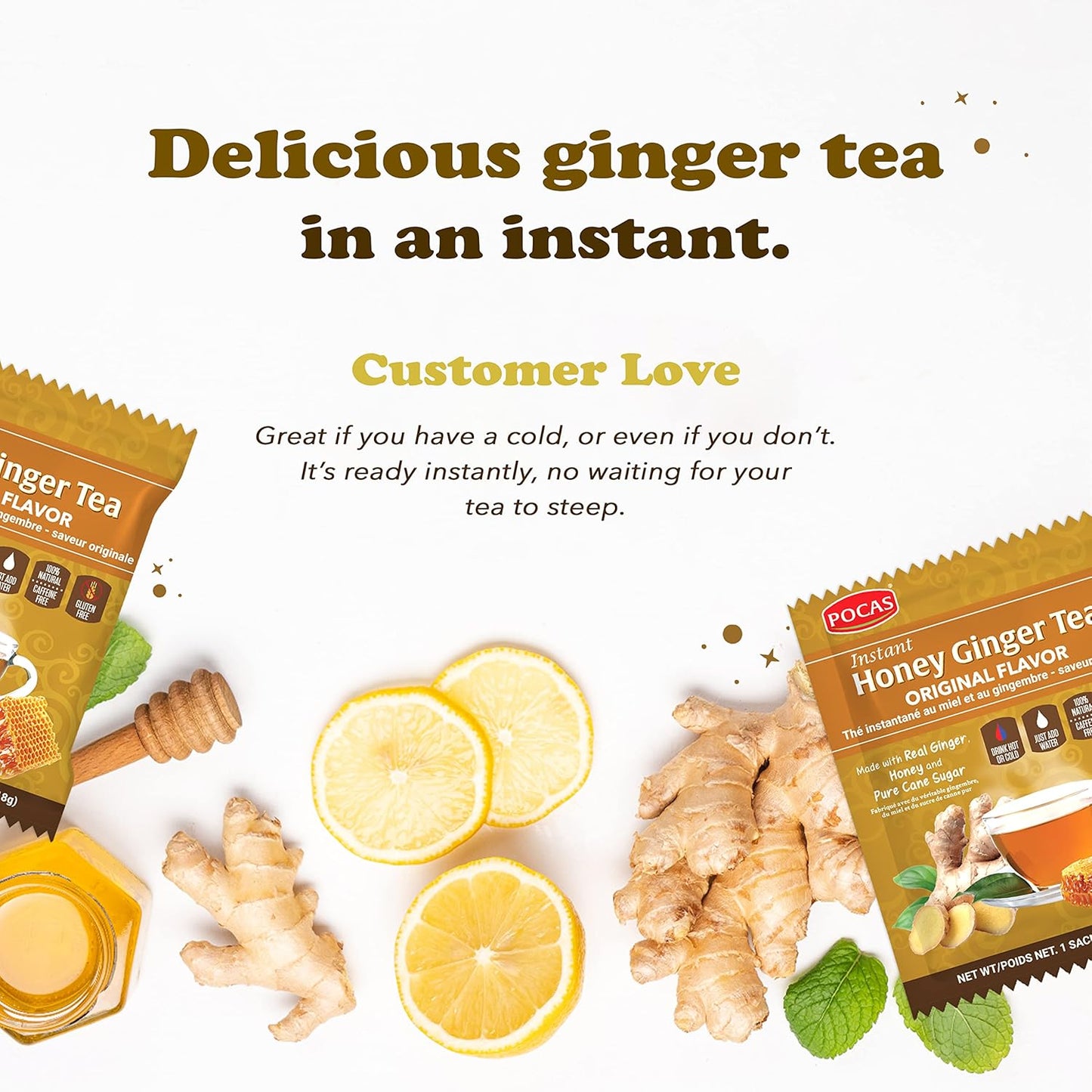 Pocas Honey Ginger Tea, Original, Instant Powder (20 Pack)