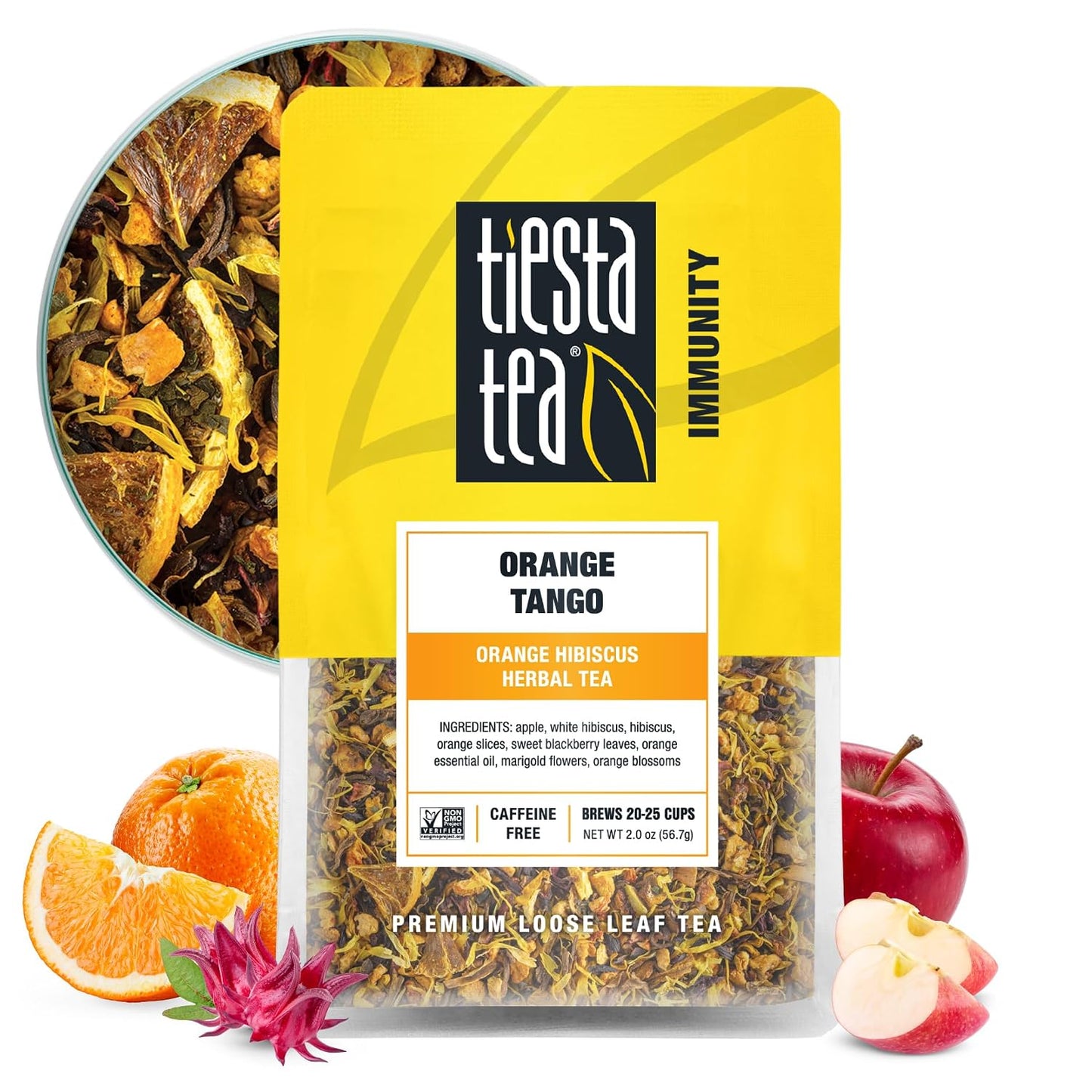 Tiesta Tea - Orange Tango, Loose Leaf, Orange Hibiscus Herbal Tea | Premium Non-Caffeinated Fruit Blend, Makes Hot or Iced &amp; Up to 25 Cups, 2oz Resealable Pouch