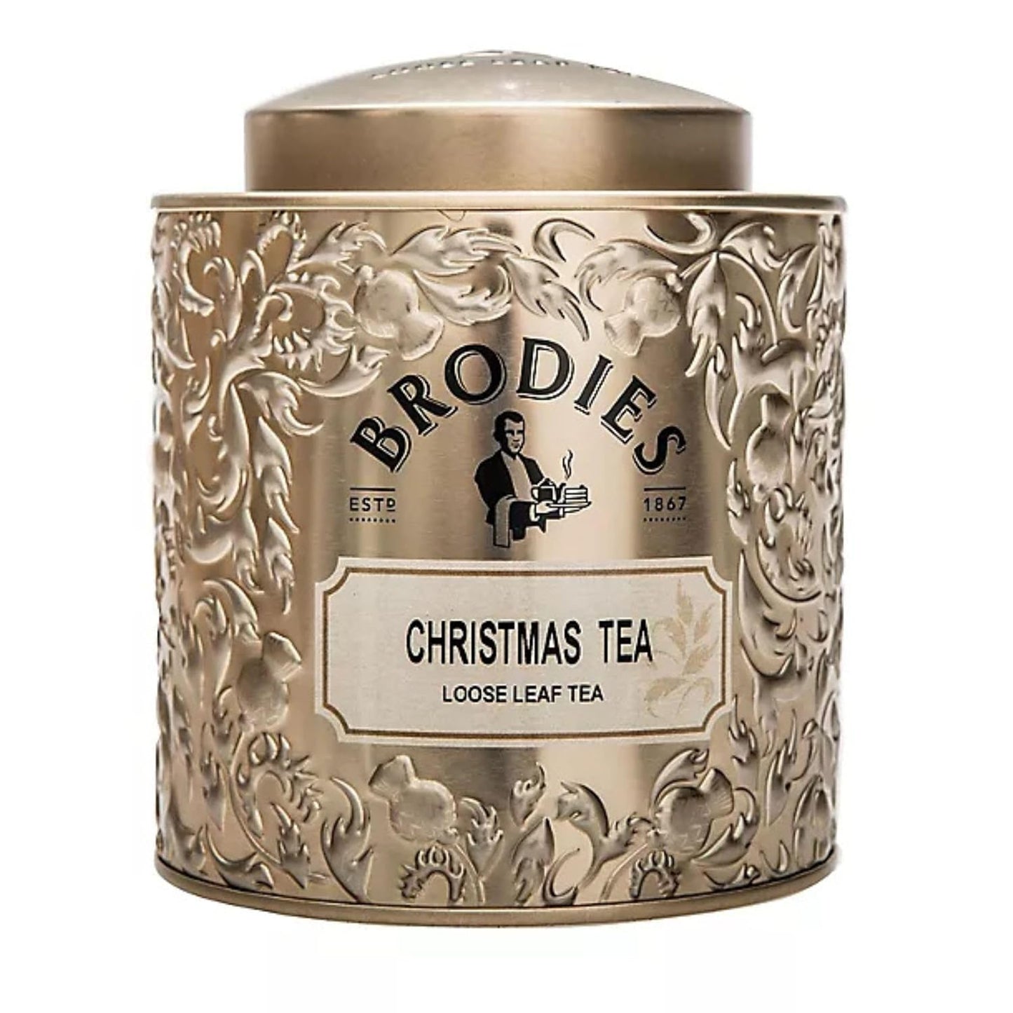 Brodies Tea, Christmas Tea, Loose Leaf Black Tea Caddy Gift Tin Imported from Scotland, 3.5 Ounce