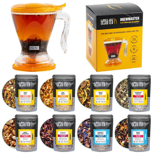 Tiesta Tea's Fruity Tea Sampler Dry Flight Set & Brewmaster Infuser Bundle