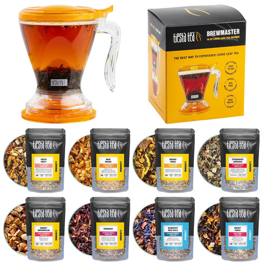Tiesta Tea's Fruity Tea Sampler Dry Flight Set & Brewmaster Infuser Bundle