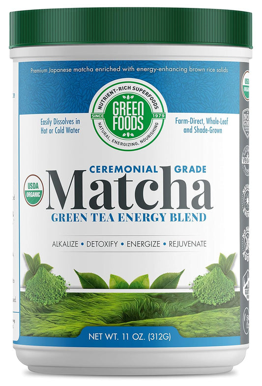 Green Foods Organic Ceremonial Grade Matcha Green Tea 11oz - First Harvest, Farm-Direct