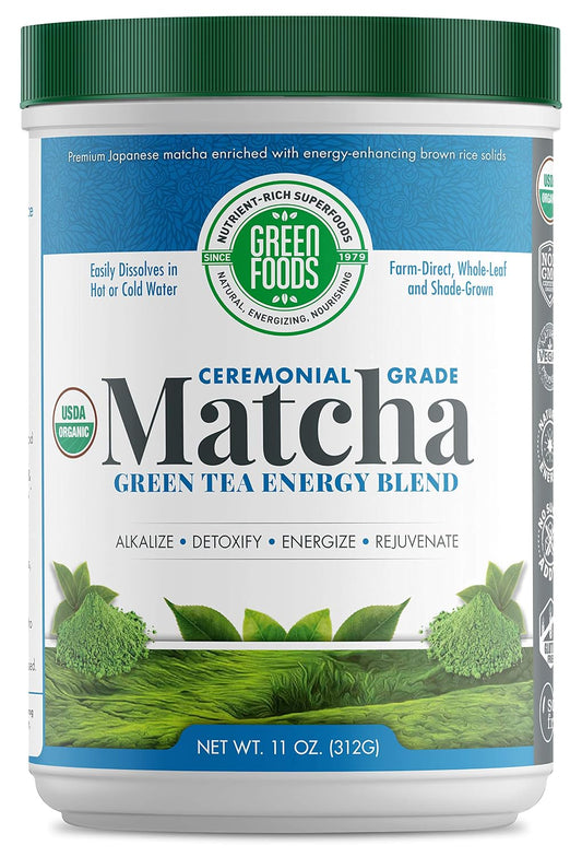 Green Foods Organic Ceremonial Grade Matcha Green Tea 11oz - First Harvest, Farm-Direct