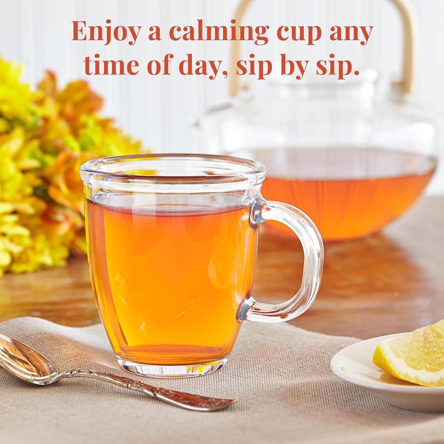 The Republic of Tea Chamomile Lemon Herbal Tea, Caffeine Free, 36 Count | Suitable for day or evening . Smooth and aroma