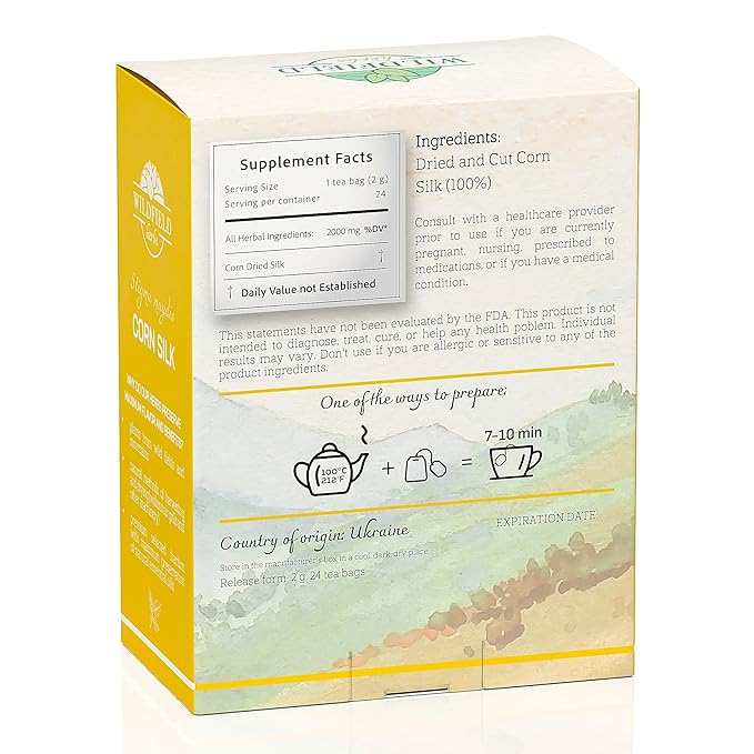 24 Bags Dry Corn Silk Tea Cornsilk Herb (Stigma Maydis) - 24 Count 2g Tea Bags Corn Silk Herbal Barba De Maiz (Barba De Elote)
