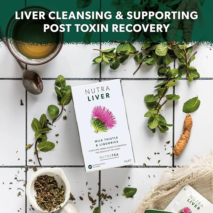 NUTRALIVER Liver Detox Tea - Cleanse & Support with Milk Thistle, Turmeric & Fennel - 60 Enveloped Tea Bags - Herbal Tea - 3 Pack by Nutra Tea