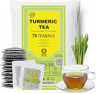Te de curcuma, 75 Turmeric Tea Bags, 100% Naturale Turmeric Black Pepper Tea Blend, No Sugar, Caffeine Free, Non-Gmo. by Akshit