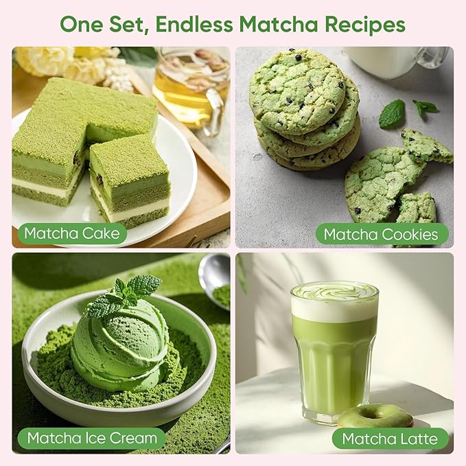 Matcha Whisk Set, 5Pcs Ceramic Matcha Set Includes Matcha Bowl, Matcha Whisk and Holder, Bamboo Scoop and Sifter, Ideal Matcha Bowl Set for Authentic Matcha Tea Experience