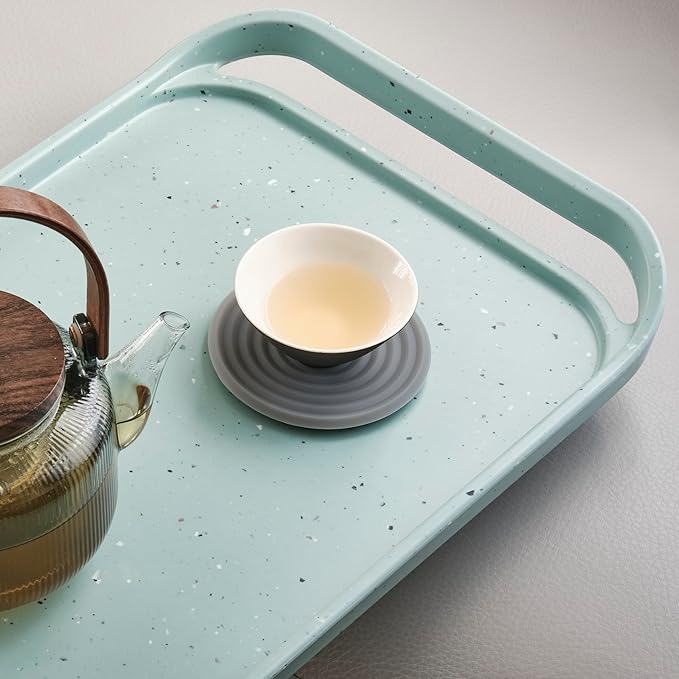 LINE+ARC Waterproof, Easy-to-Clean, 18"x12" Serving Tray Extra Large Handles (Mauve) 100% Food-Grade Melamine for Breakfast, Dinner, Bed, Tea, Crafts