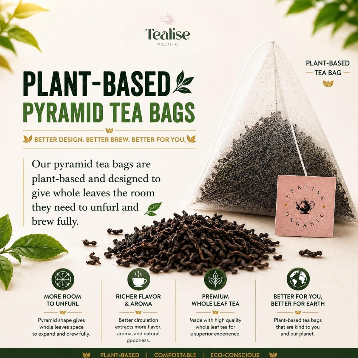 Organic English Breakfast Black Tea – High Mountain Yunnan Whole Leaf Tea – Bold, Smooth &amp; Full-Bodied Morning Tea (60 Tea bag (Pack of 1))