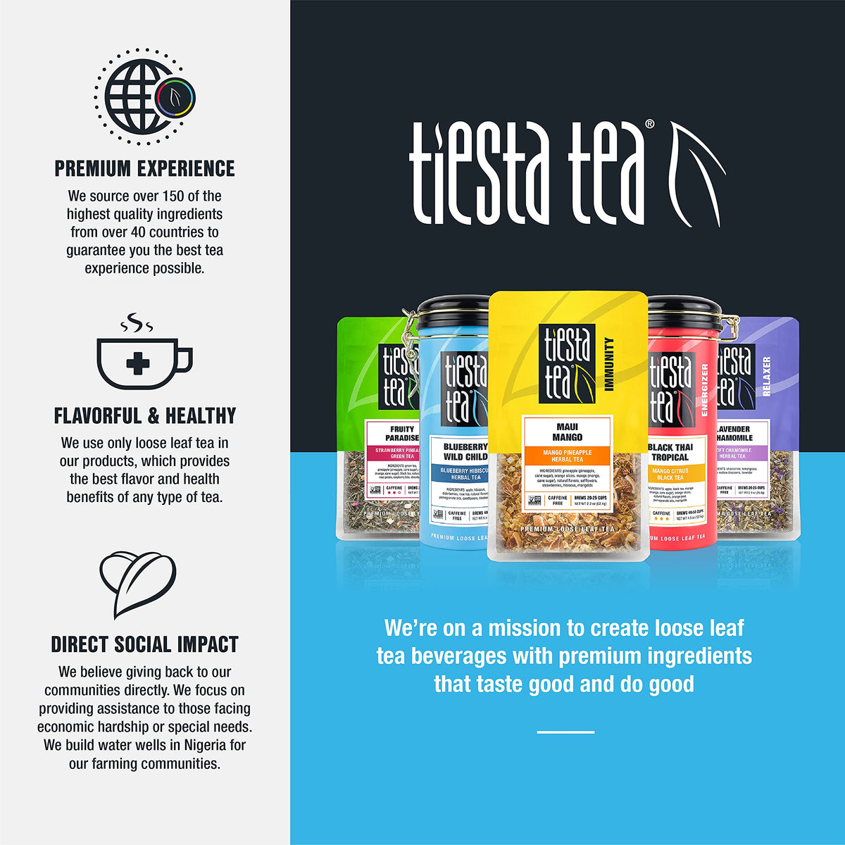 Tiesta Tea Dried Hibiscus Loose Leaf Cut & Sifted Hibiscus Flower Tea 16oz