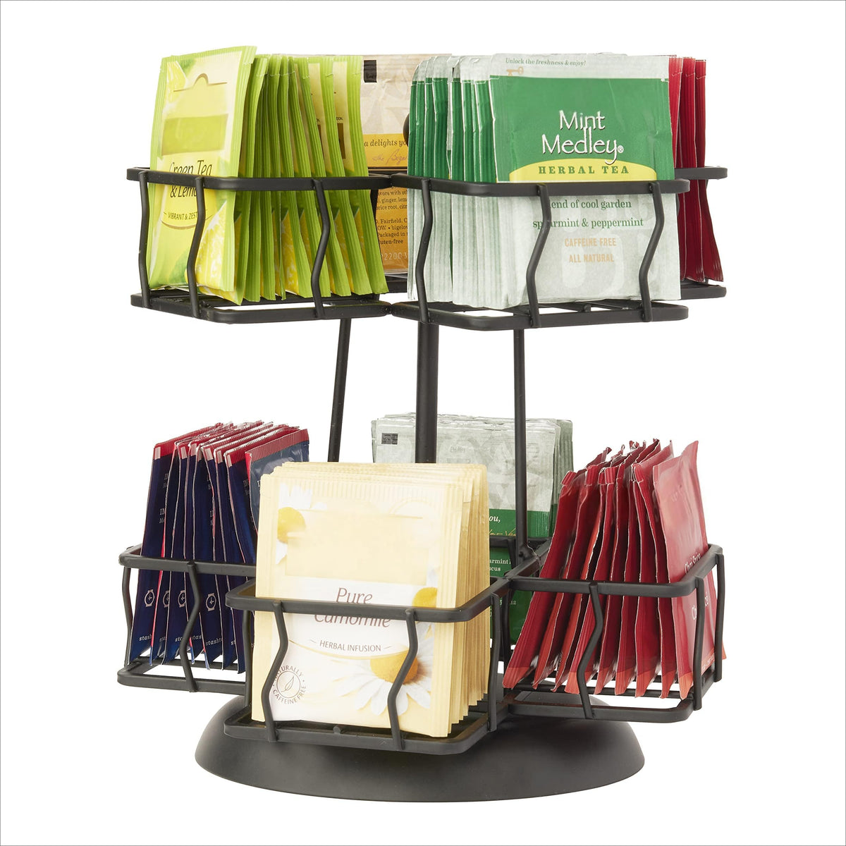 NHZ Tea Bag Storage and Organizer, Tea Bag Holder Black Powder Coated Stainless Steel for Tea and Coffee Box. Organize 100