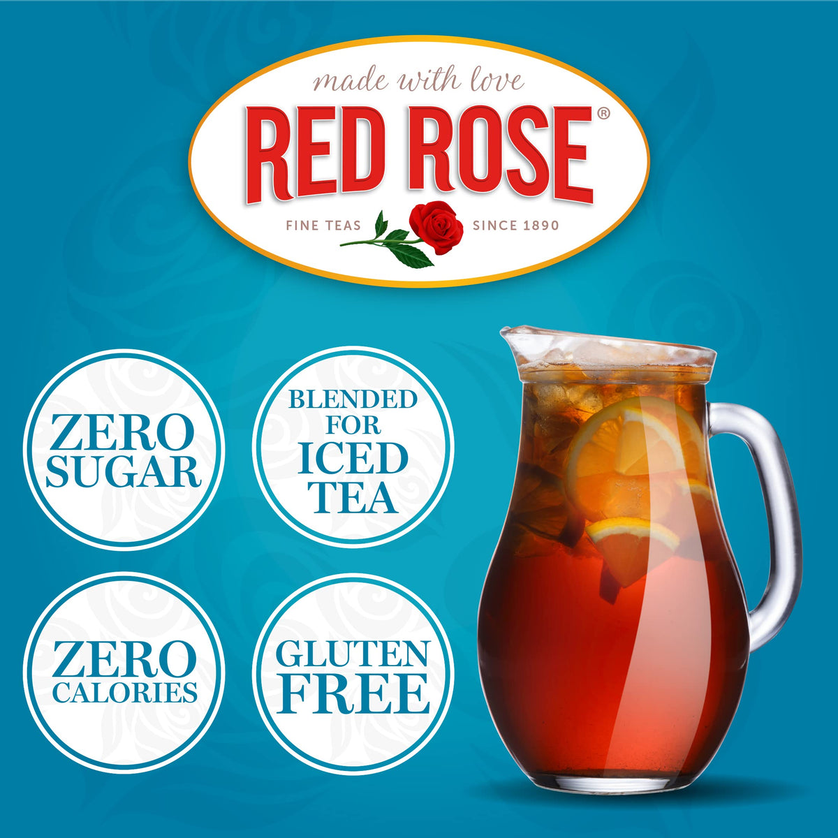 Red Rose Family Size Iced Tea Full Flavored & Refreshing, 24 Ct, 6 Pack