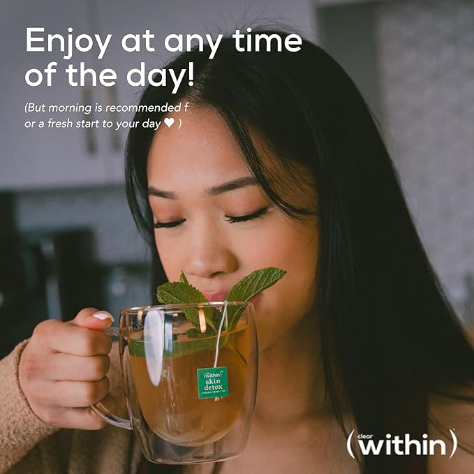 Clear Within Skin Detox Tea – 6 Natural Ingredients for Glowing Skin, Supports Digestion & Gut Health, Promotes Relaxation, Detoxifies Naturally