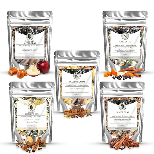 Nelson's Tea Chai Sampler Pack - 5 Flavors Variety Pack - Loose Leaf Tea Sampler - Caramel AppleChai