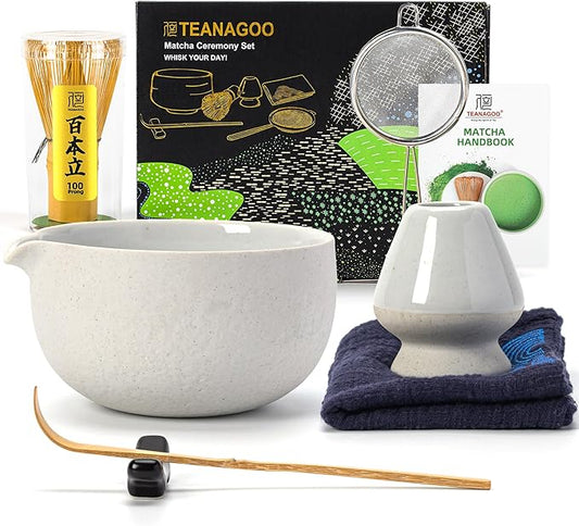 Teanagoo Matcha Whisk Set,7 Pcs Matcha Set Lt.Grey,Matcha Kit for Ceremony,Matcha Tea Set for Making Breakfast/Latte