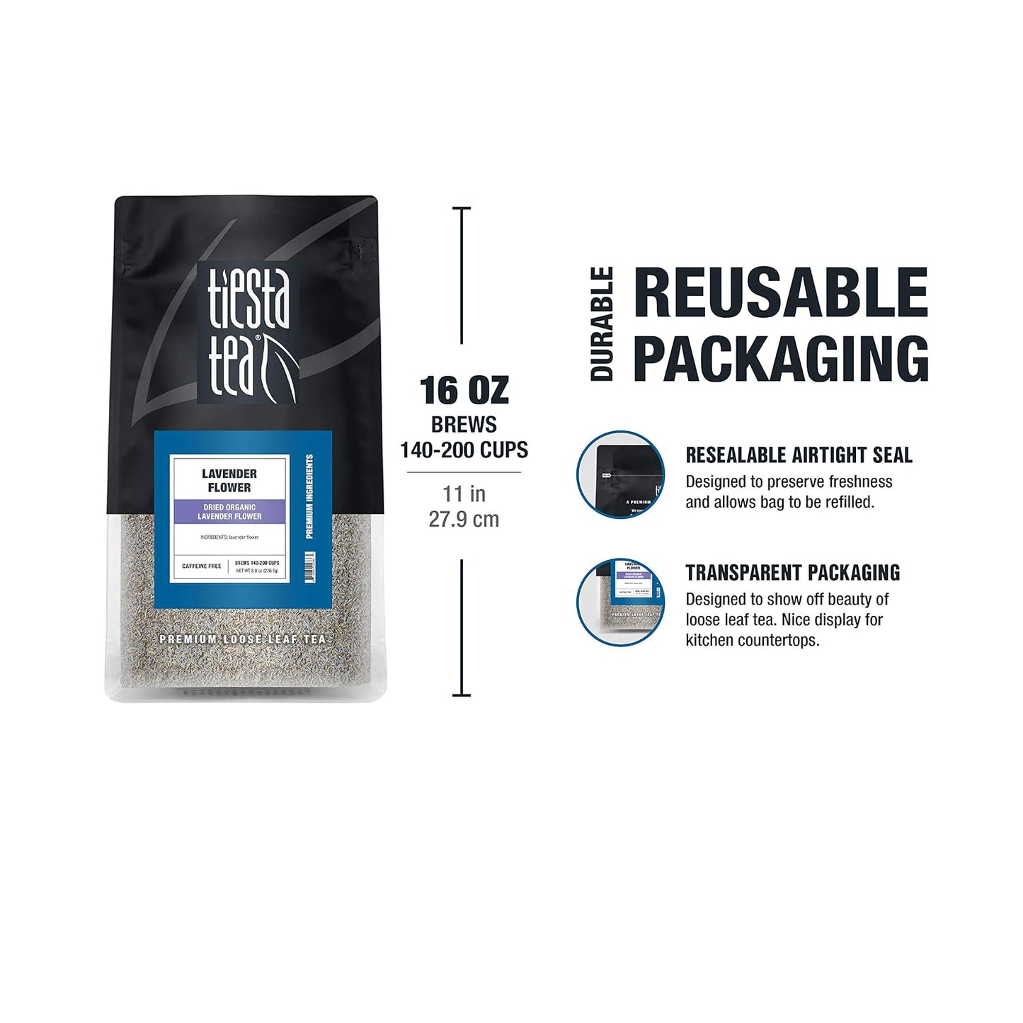 Tiesta Tea - Dried Organic Lavender Flower, Loose Leaf | Premium Non-Caffeinated Blend, Make Hot or Iced, Raw Edible Lavender Buds, Rich Flavors, 8oz Resealable Bulk Pouch