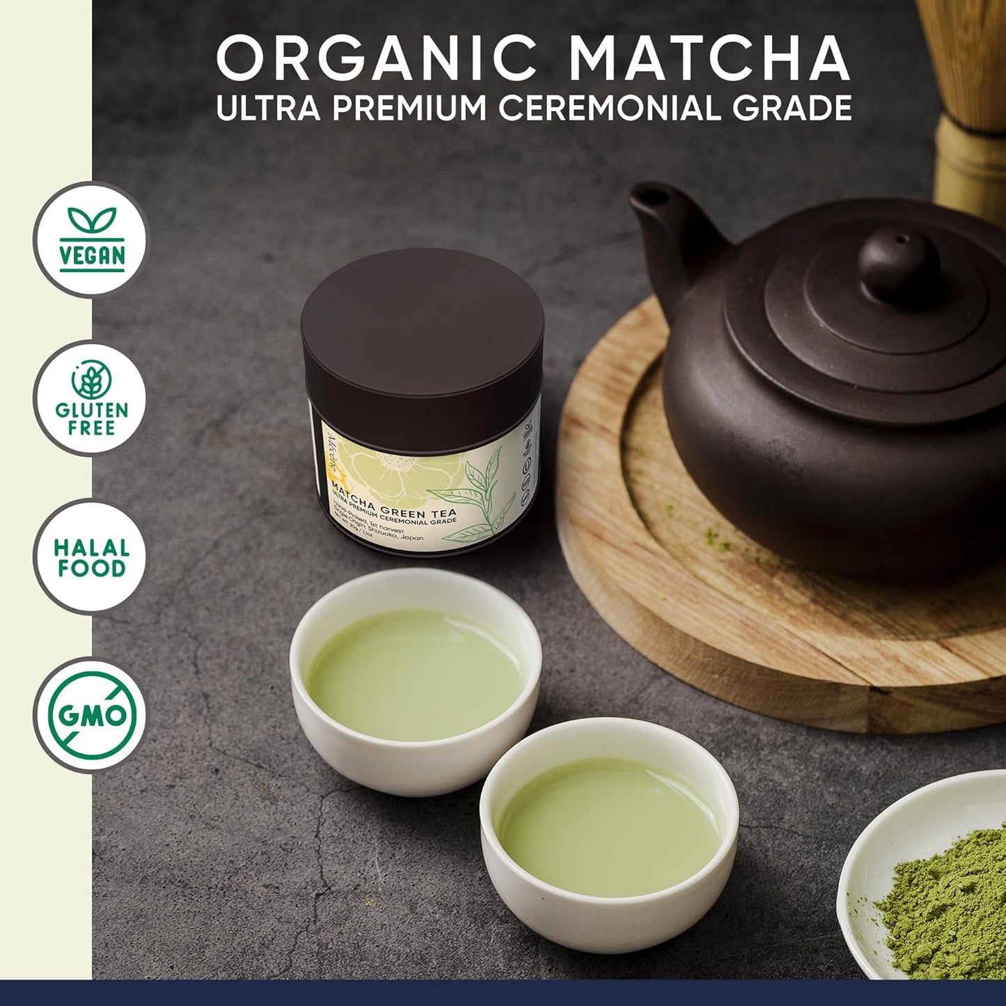 Limited Release & Nitrogen Sealed -- Harvest Organic Japanese Matcha Green Tea Powder - Hand-Picked, 1st Harvest, Ceremonial Grade Matcha, Stone Ground | Single Origin 5th Generation Family Farm in Shizuoka, Japan