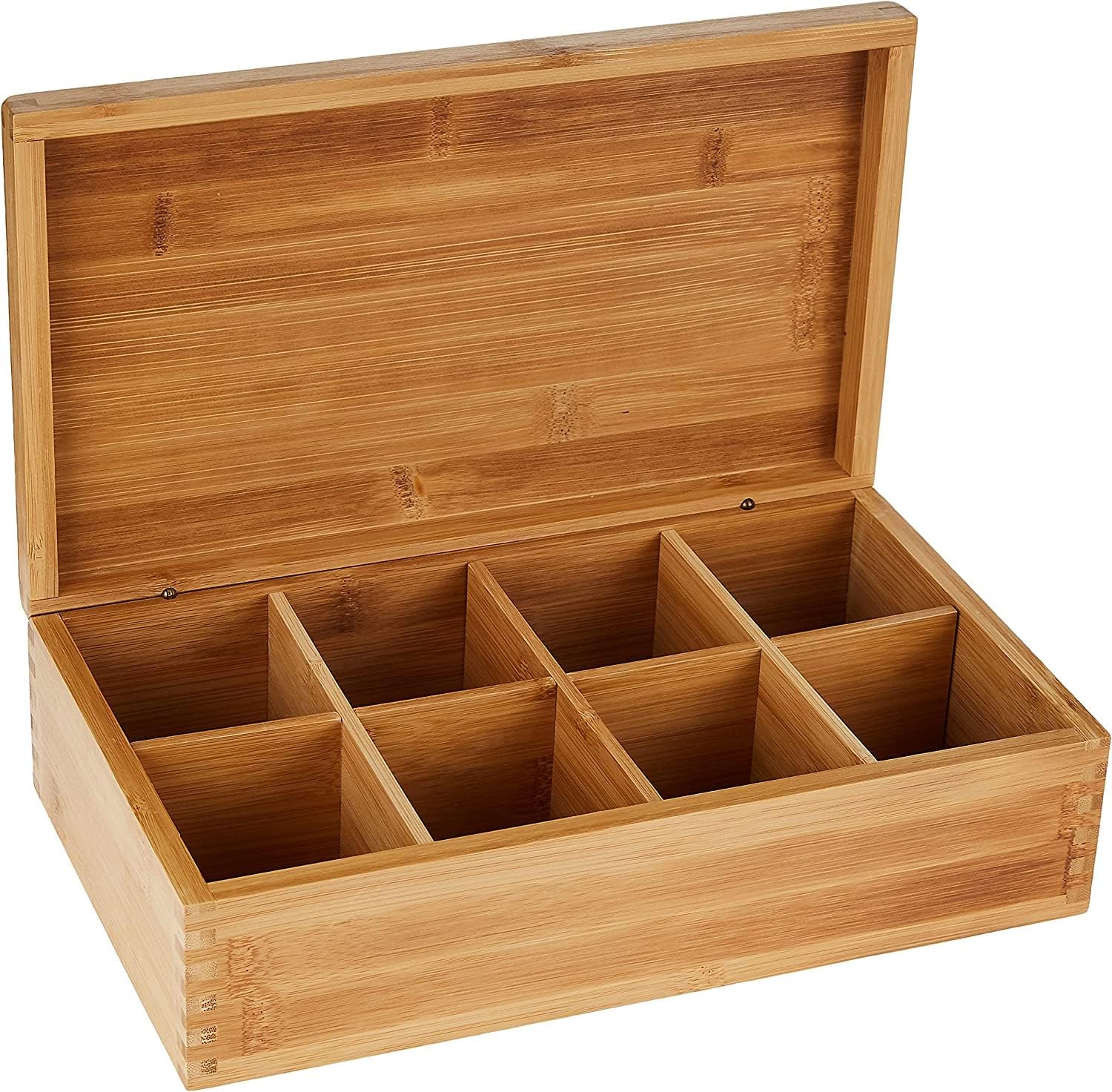 Lipper International 8188 Bamboo Wood Tea Box with 8 Compartments, 12-3/8" x 7-3/8" x 3-3/5"