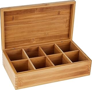 Lipper International 8188 Bamboo Wood Tea Box with 8 Compartments, 12-3/8" x 7-3/8" x 3-3/5"