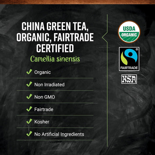 Frontier Co-op Organic Fairtrade China Green Tea, Bulk Bag - Chinese Green Tea Loose Leaf - Aromatic, Flavorful &amp; Calming - Perfect for Tea &amp; Culinary Uses | 16 Ounce (Pack of 1)