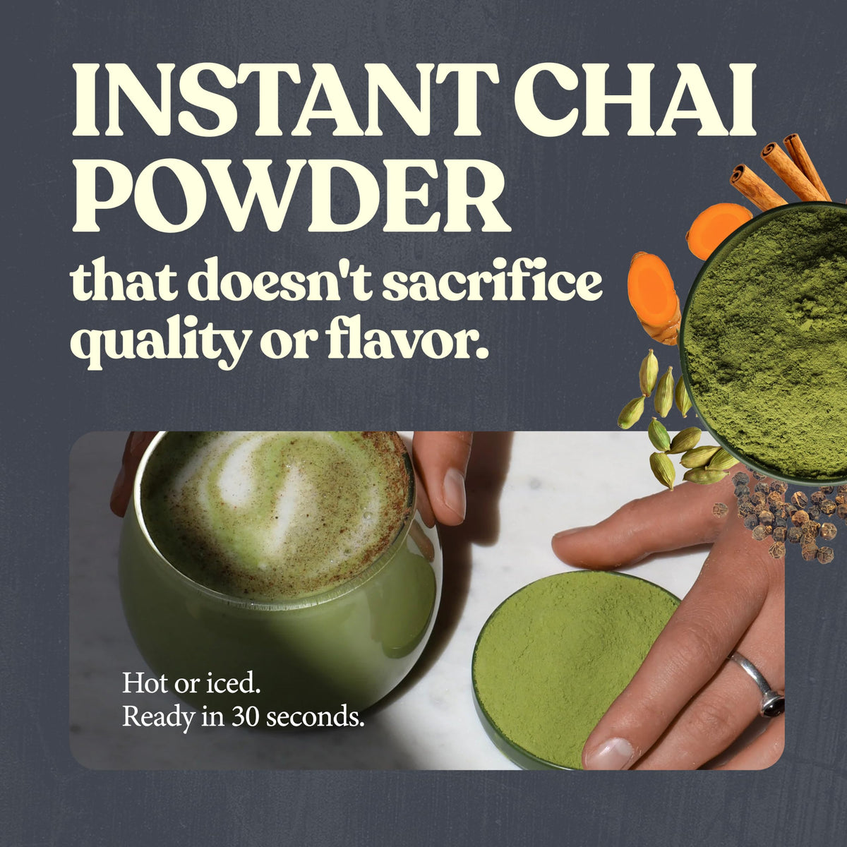 Blue Lotus Chai – Organic Matcha Masala Chai - Makes 65 Cups – Just Add Hot Water, No Steeping, No Gluten - 2 Ounce Masala
