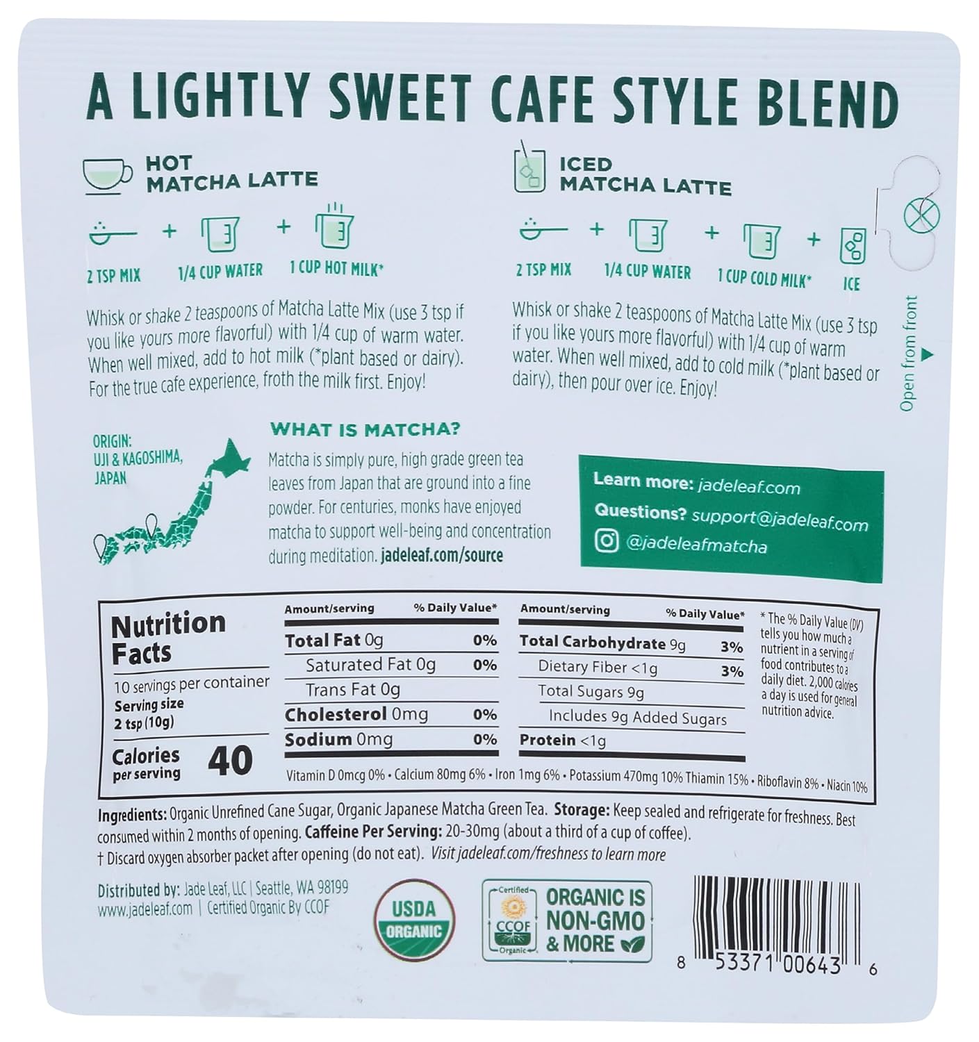 Jade Leaf Matcha, Mix Matcha Latte Original Organic, 3.5 Ounce