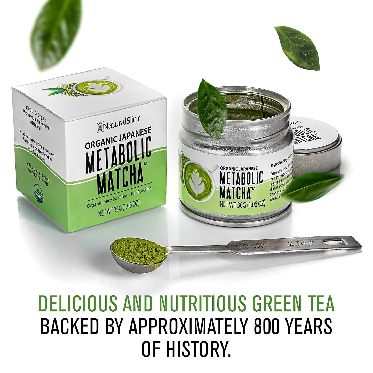 Naturalslim Japanese Organic Matcha Powder Green Tea, 30g | Metabolic Pure Japanese Matcha Tea Superfood with L-Theanine and Antioxidants for Metabolism, Energy, and Concentration