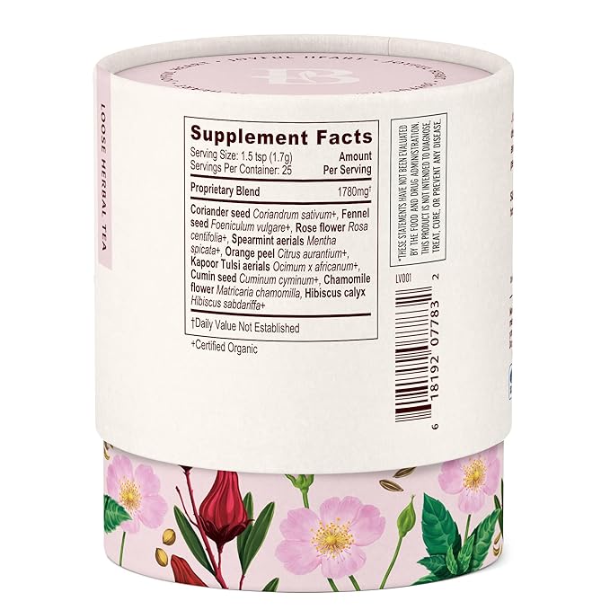 Banyan Botanicals Joyful Heart CCF Tea Loose Leaf Organic Herbal Tea Uplifting and Aromatic with Hibiscus, Tulsi, and Rose 1.5 oz