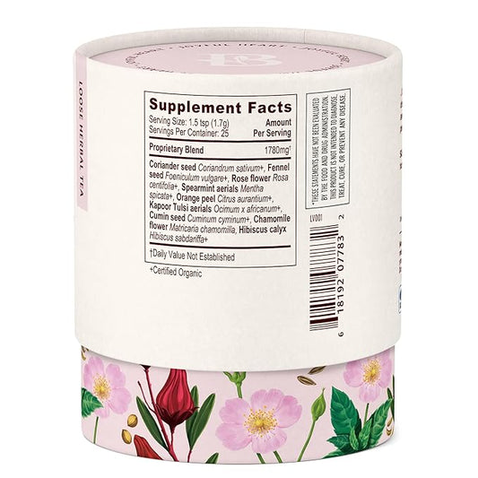 Banyan Botanicals Joyful Heart CCF Tea Loose Leaf Organic Herbal Tea Uplifting and Aromatic with Hibiscus, Tulsi, and Rose 1.5 oz. Non-GMO Sustainably Sourced