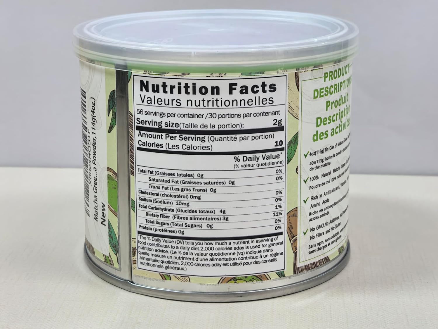 Organic Matcha Green Tea Powder-4oz(113g) Tin, 100% Natural & Pure, Ceremonial Grade, No Additives or Fillers, NO GMO