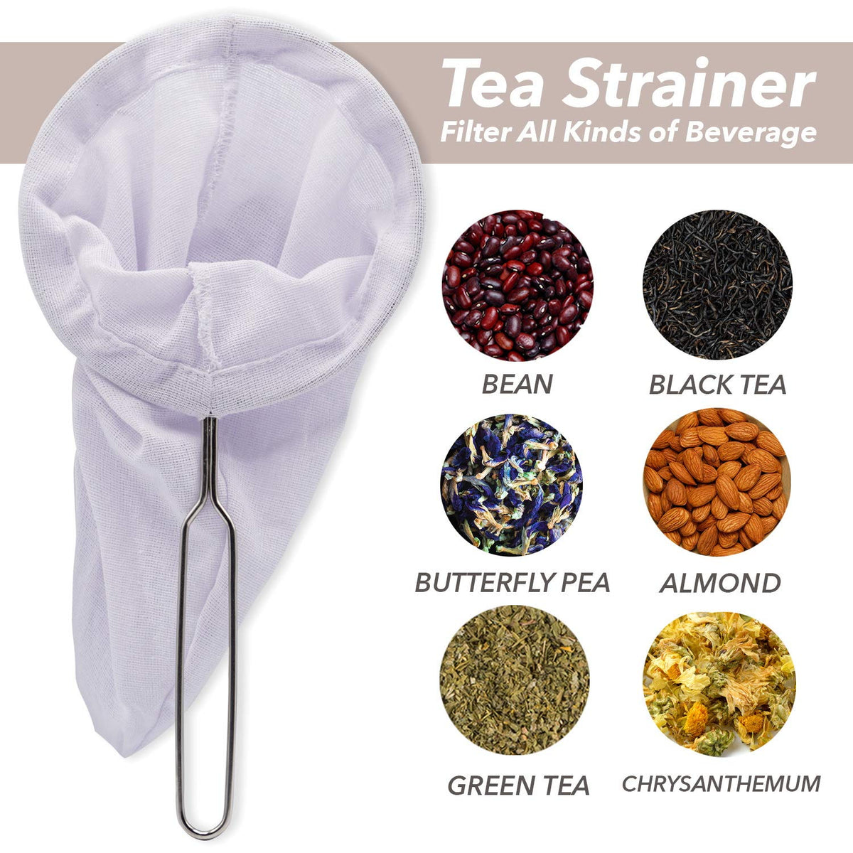 DDPREMIUM Traditional Stainless Steel Reusable Mesh Filter for Thai Tea Filter, Coffee & Loose Leaf Drinks, Thai Tea Strainer