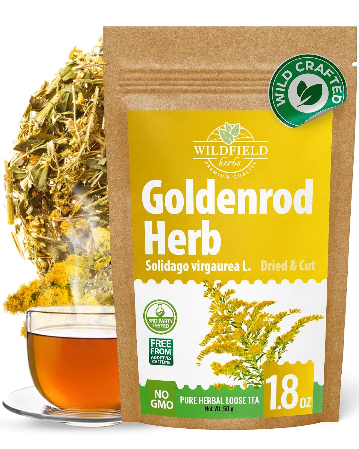 1.8 oz. Goldenrod Tea Herb Golden Root (Solidago Virgaurea L.) - 50g Dried Golden Rod Herbs Herbal Tea