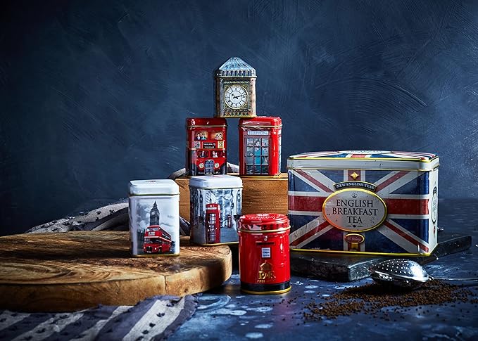 Iconic London Sights 6x Tea Tins with Fine English Breakfast Loose Leaf Tea, British Souvenir, Big Ben, UK Foods (Pack of 2)